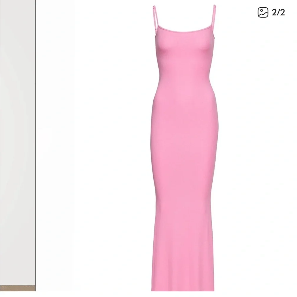 SKIMS Bubblegum Pink soft lounge long slip dress - Picture 3 of 5